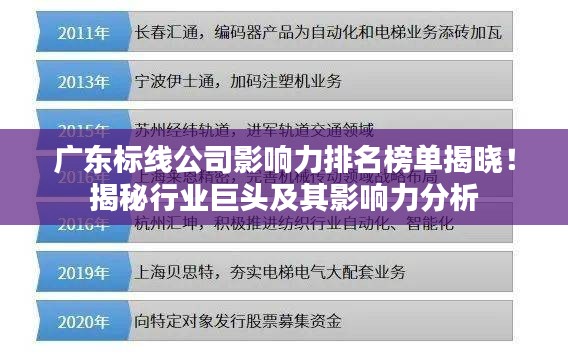 广东标线公司影响力排名榜单揭晓！揭秘行业巨头及其影响力分析