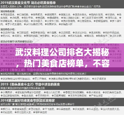 武汉料理公司排名大揭秘，热门美食店榜单，不容错过！